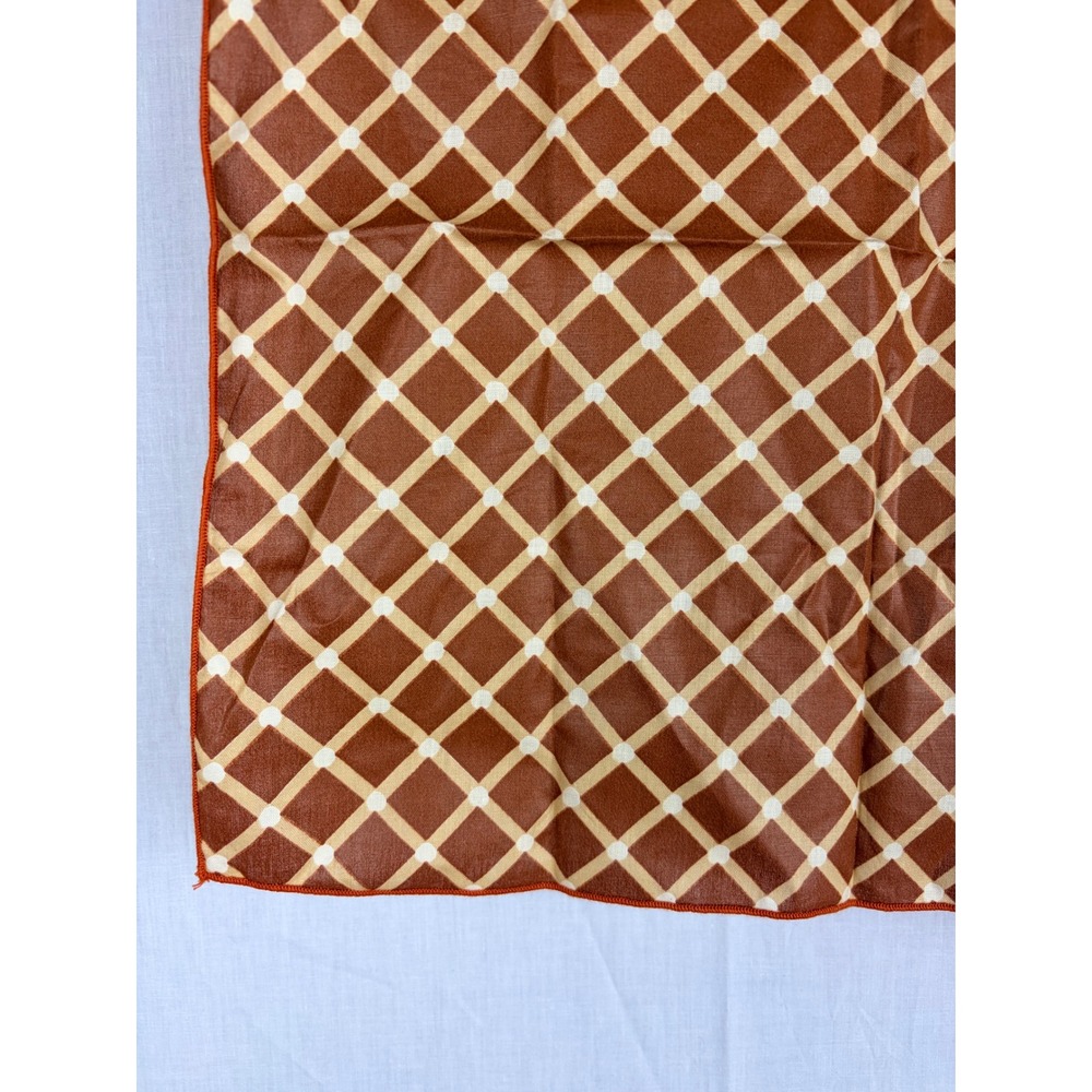 Set of 4 Terracotta Brown Lattice Print Cloth Napkins Autumn Harvest Table Decor - Picture 8 of 8